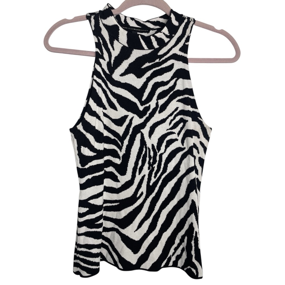 White House Black Market Zebra Print Maximalist Y2K Sleeveless Knit Top XSP